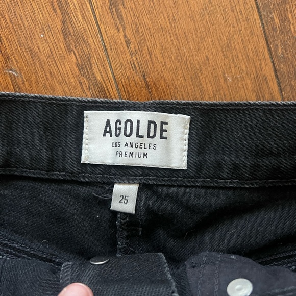 Distressed black denim AGOLDE mini skirt, size 25, high waisted - Picture 4 of 6